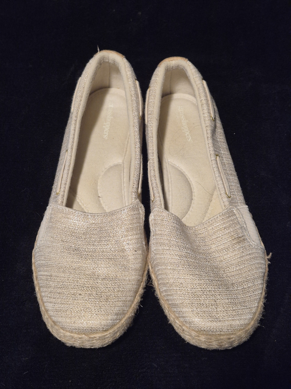Grasshoppers Women's Golden Metallic Threaded Espadrille Loafers Size 9.5M